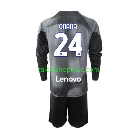 Inter Milan Andre Onana 24 Portiere Bambino Maglia Prima 2022/2023 Manica Lunga (+ Pantaloncini)